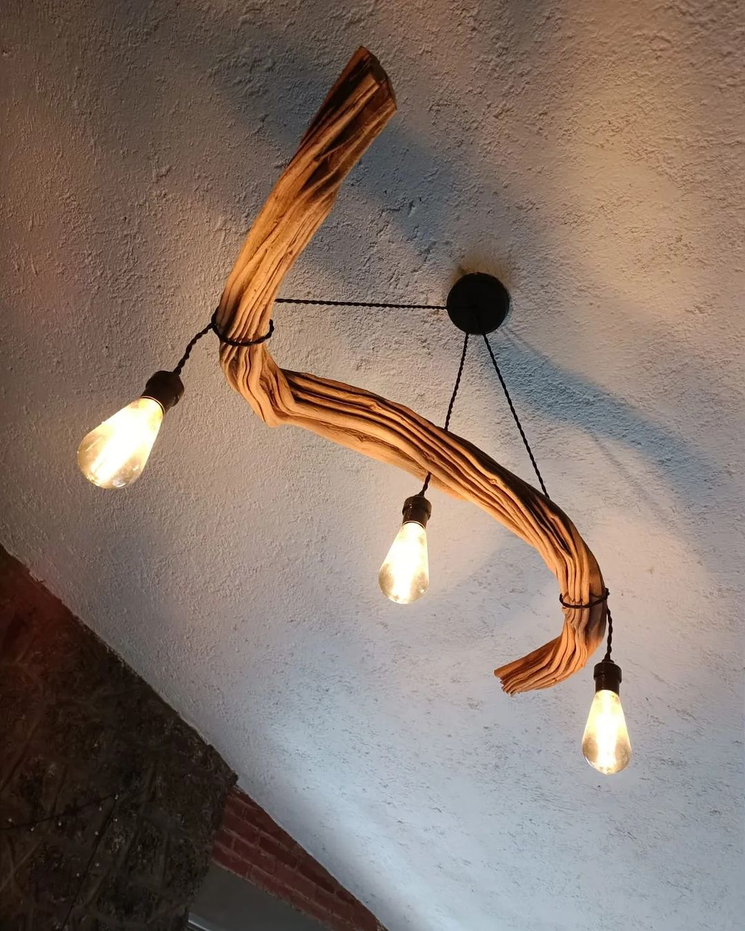 Unique Wooden Branch Light Fixture