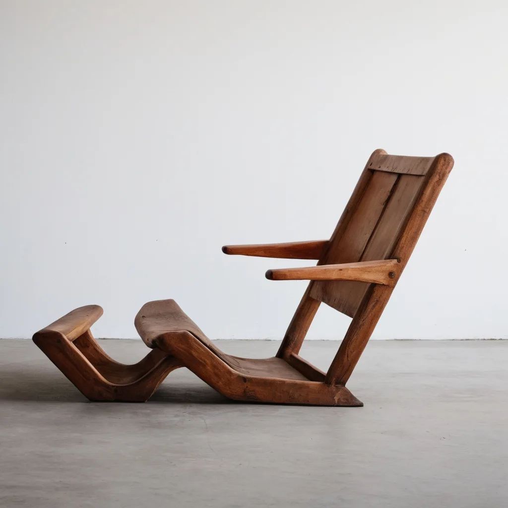 A uniquely crafted wooden rocking chair