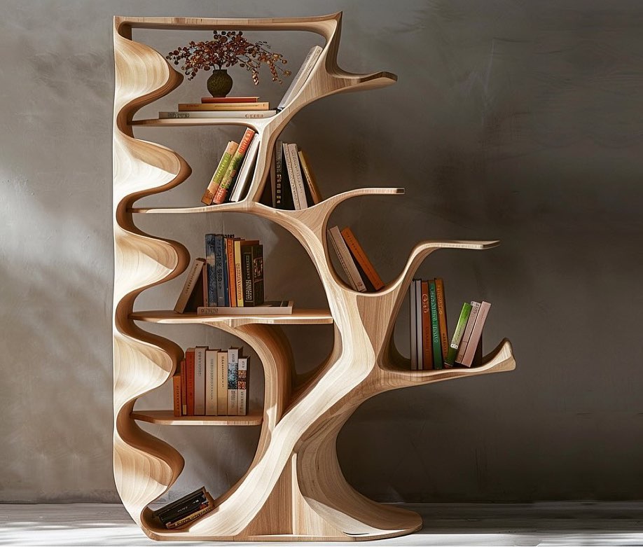 Unique Wooden Bookshelf