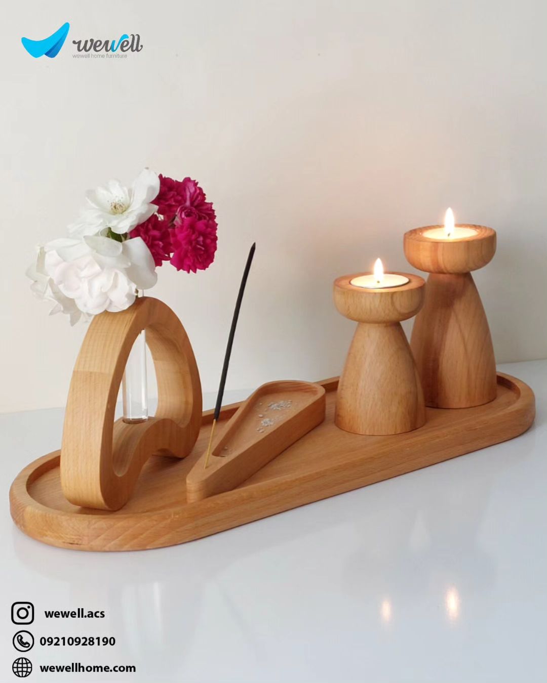 A wooden aromatherapy set