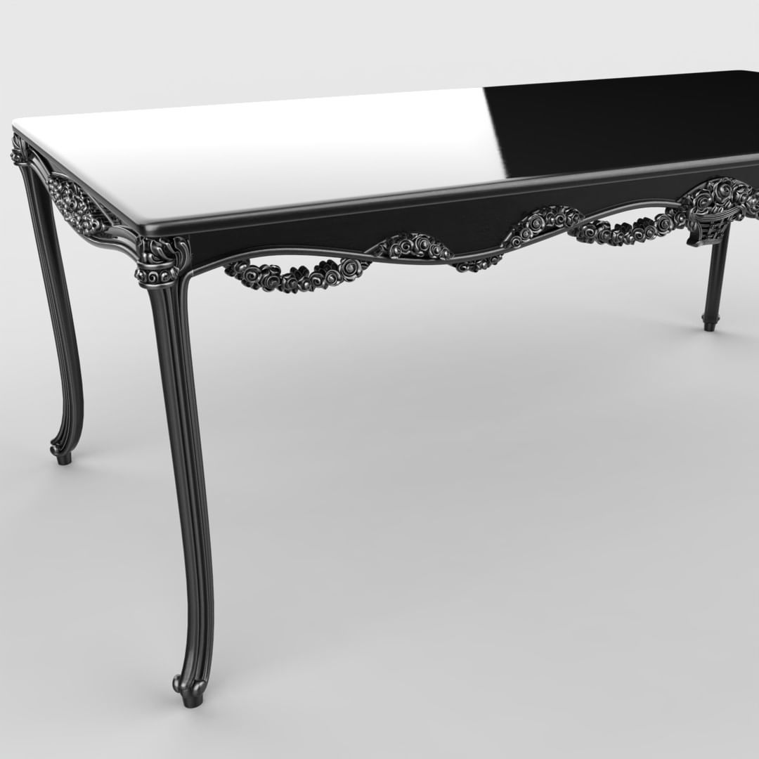 Ornate Baroque-style table with sleek modern surfaces