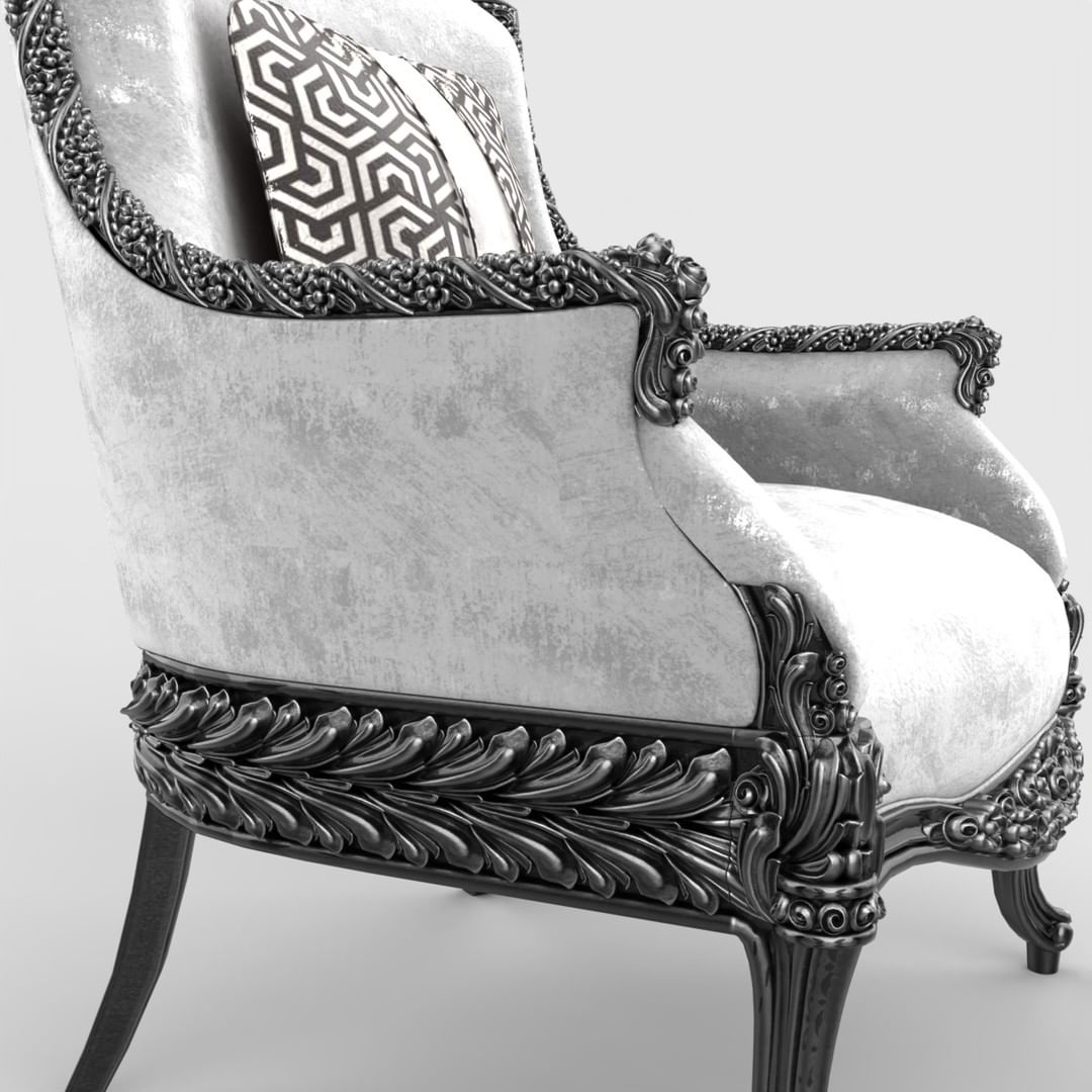 Baroque style armchair with intricate carvings