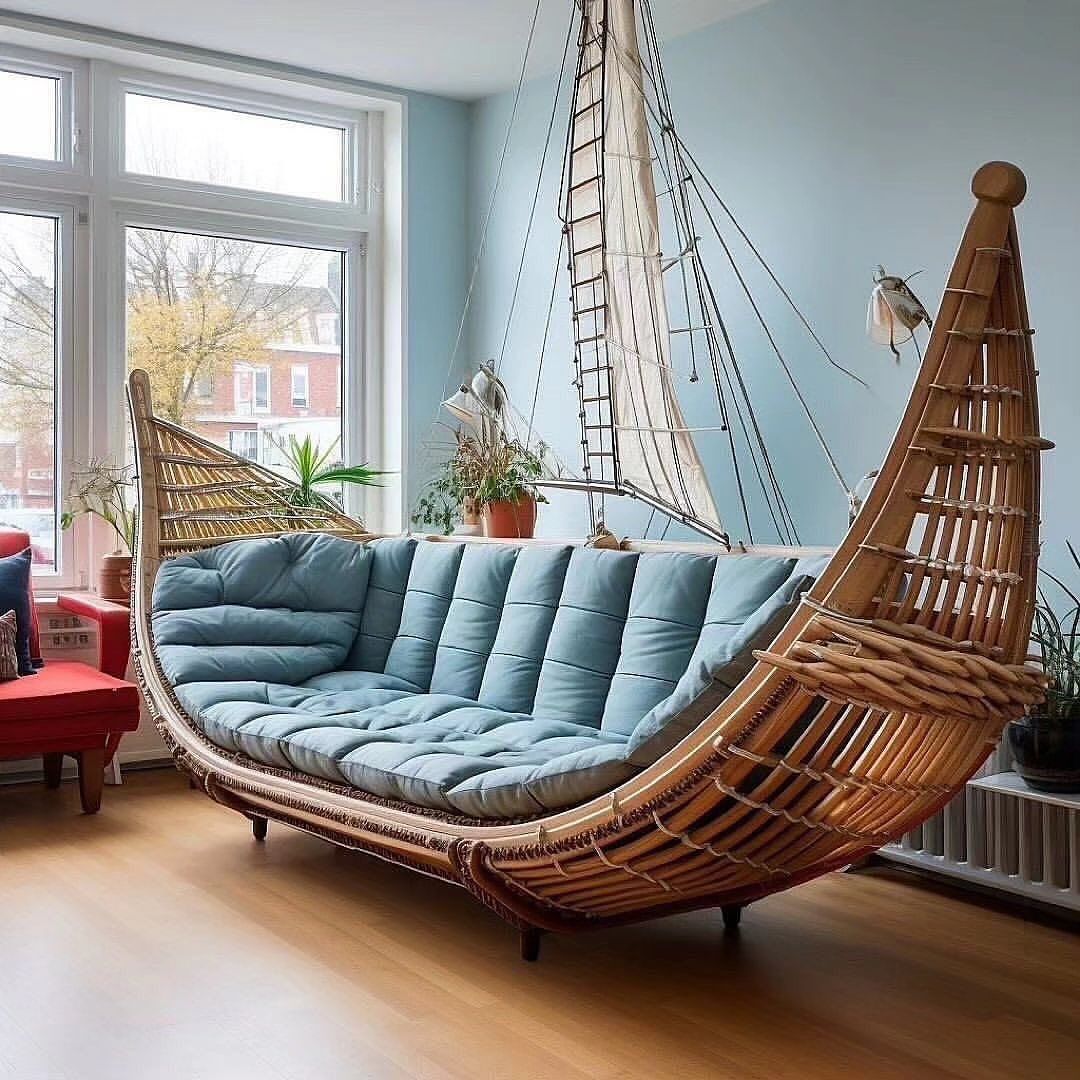 Unique Ship-Inspired Sofa in a Room