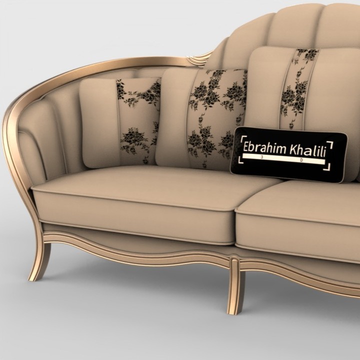 A classic style sofa with ornate floral details