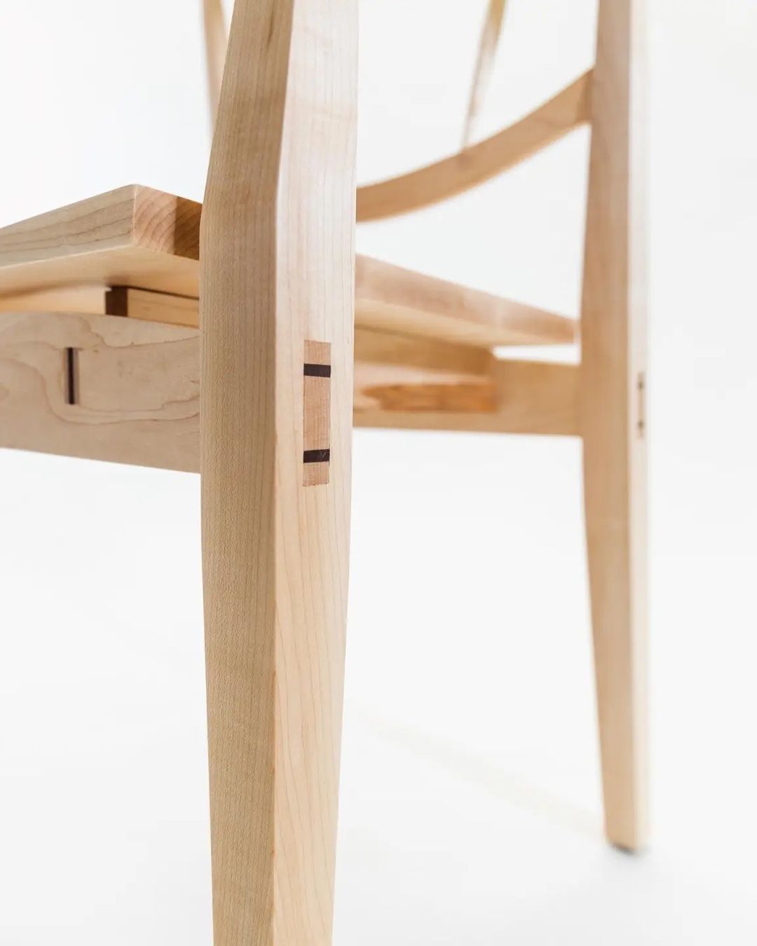 Close-up of wooden chair joinery