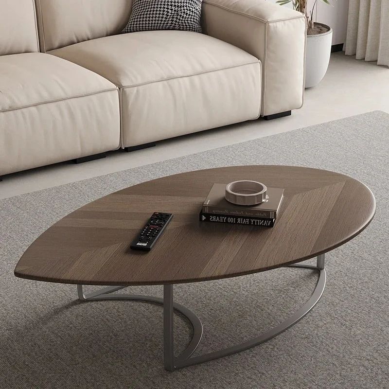 Contemporary living room with a stylish wooden coffee table