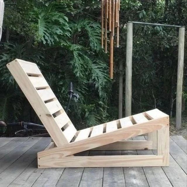 Wooden Lounger Chair in a Garden