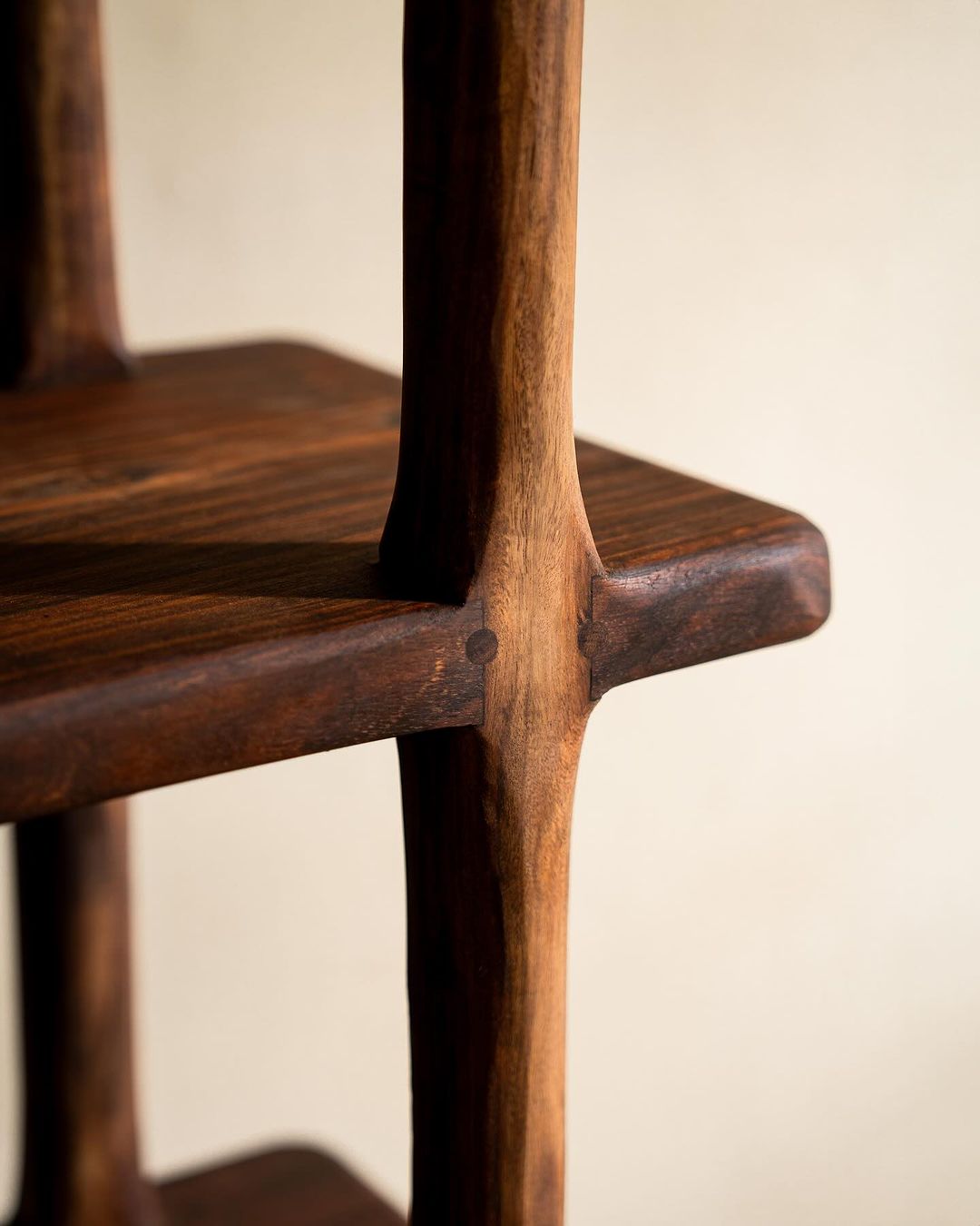 A close-up view of wooden chair craftsmanship