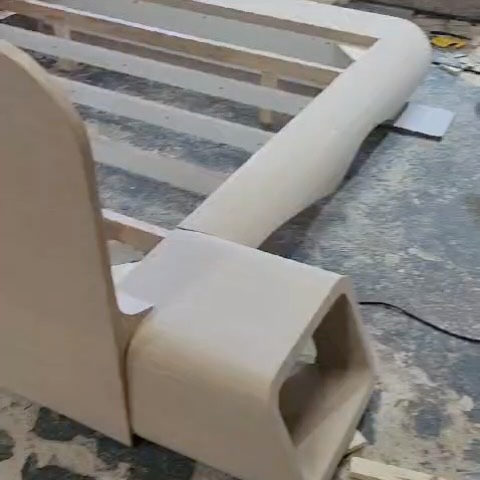 A custom-designed piece of furniture in the process of construction