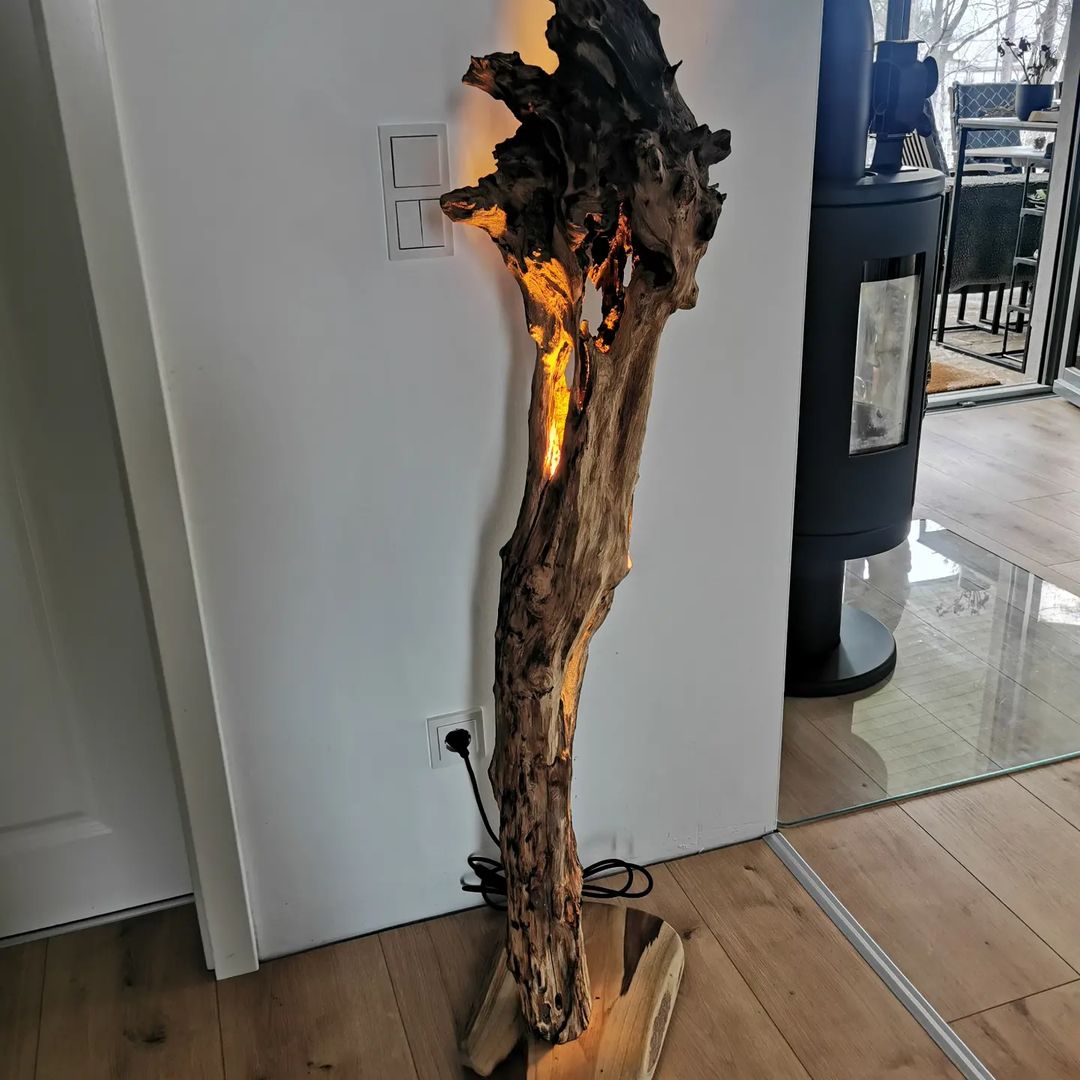 A unique piece of driftwood transformed into a lamp