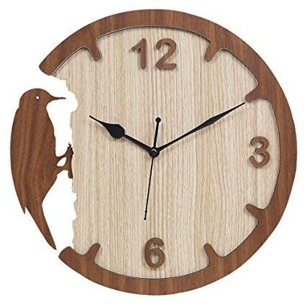 Unique Wooden Wall Clock with a Bird Silhouette