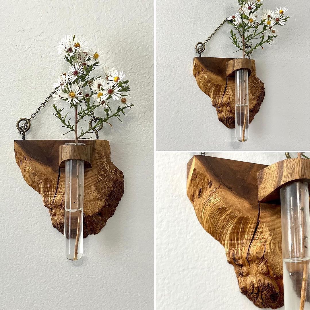 Unique Wooden Wall-Mounted Test Tube Vase