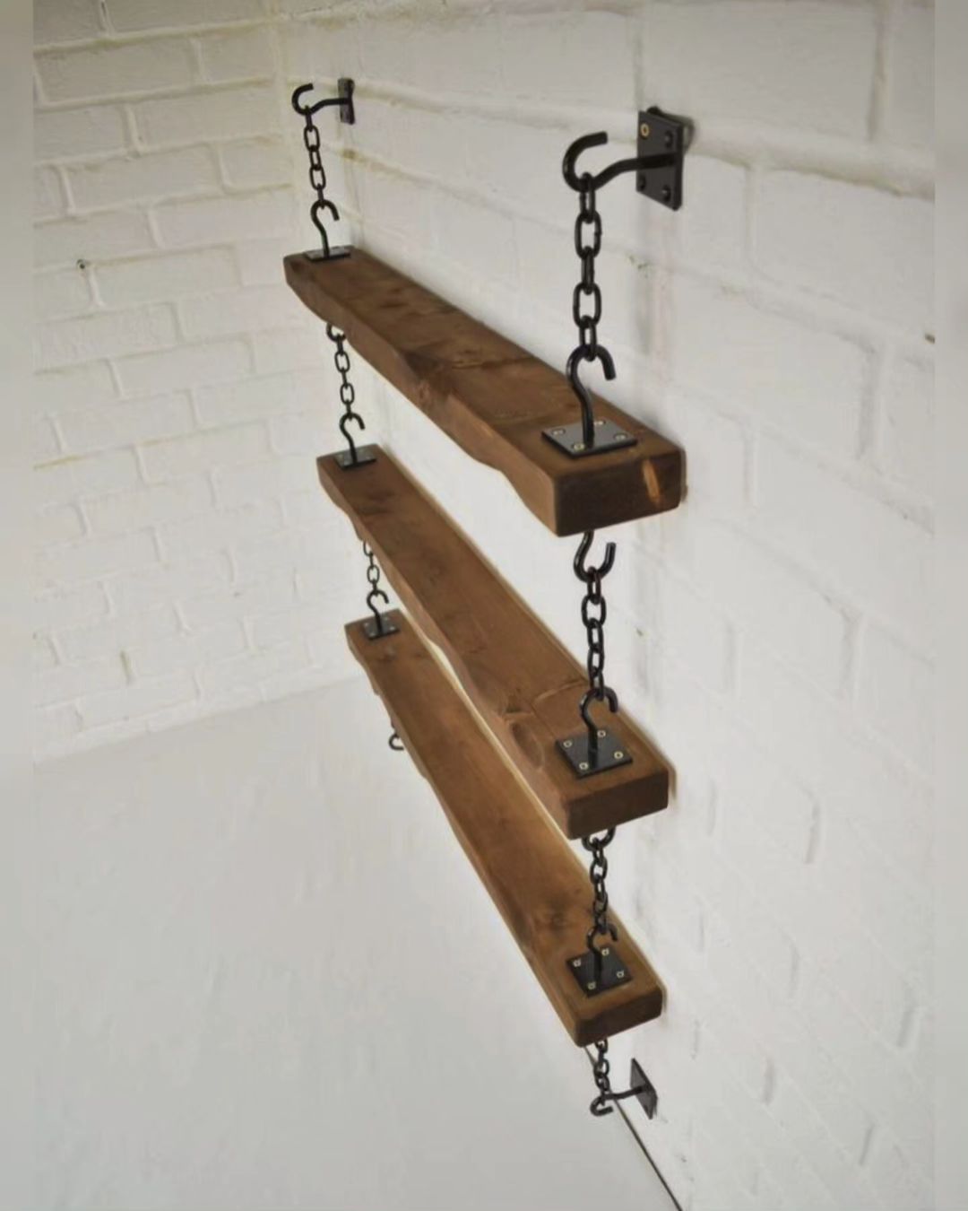 Industrial style hanging shelves