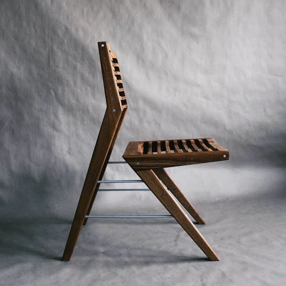 A uniquely designed wooden chair