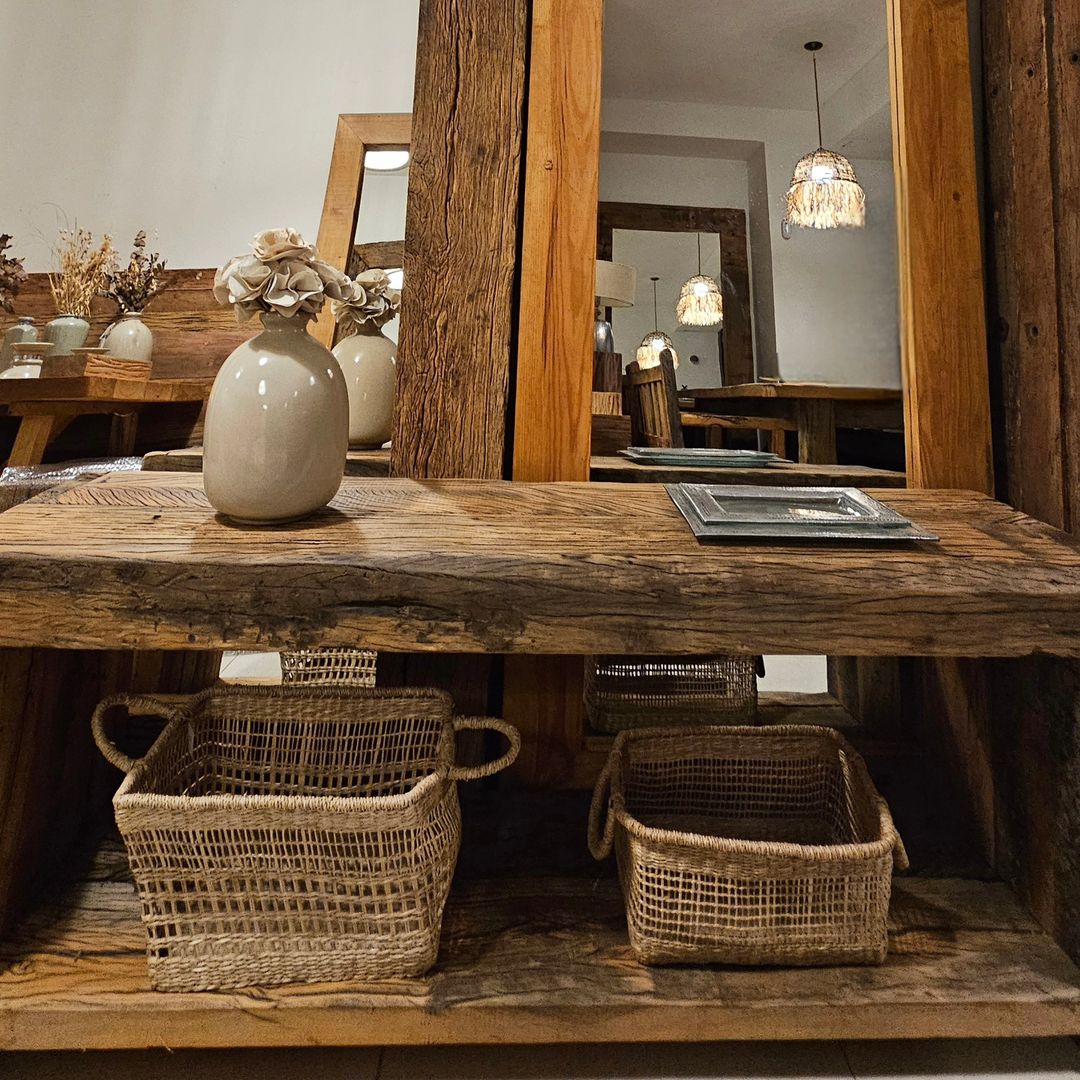 A rustic dining area with a touch of natural elegance