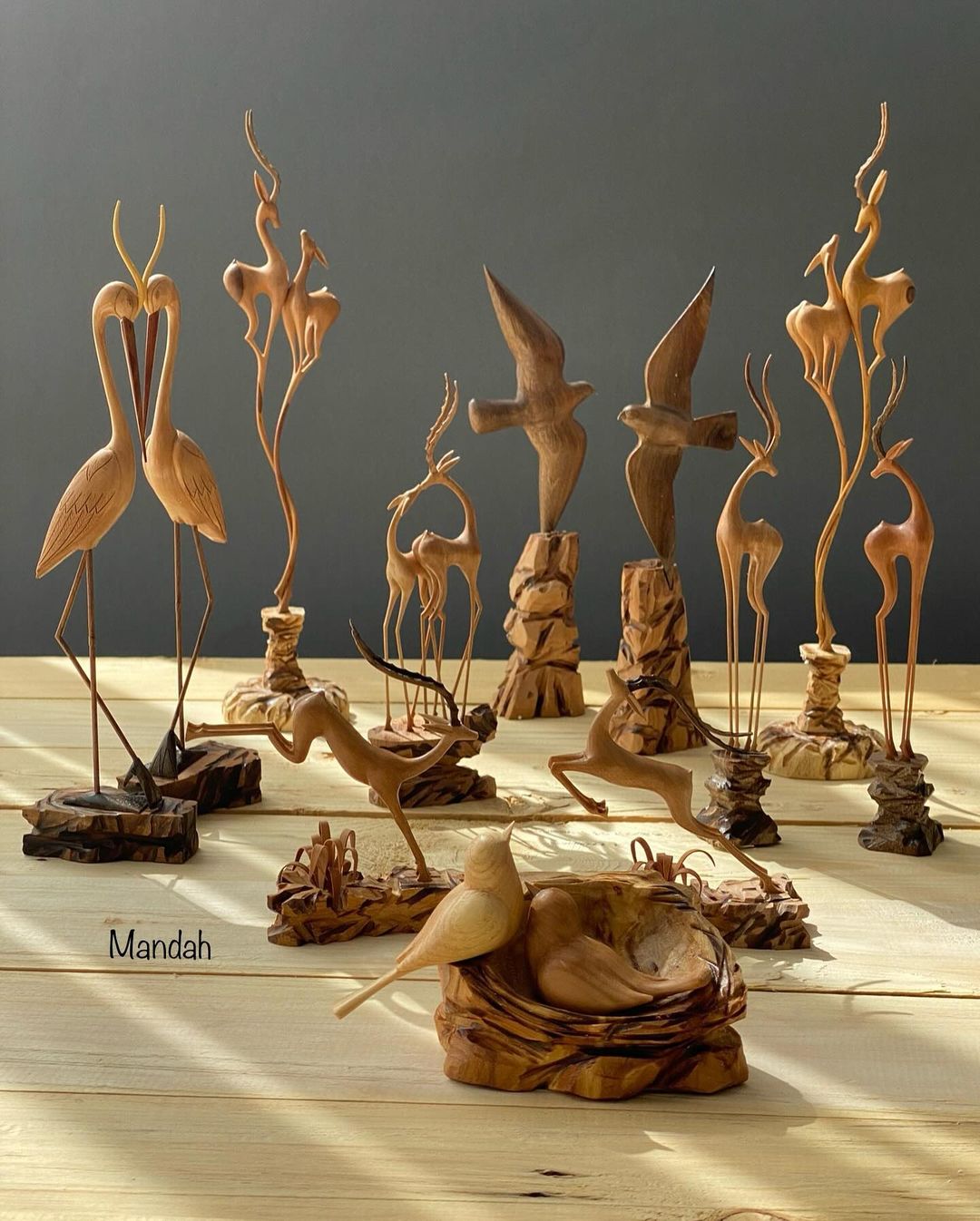 Collection of wooden sculptures