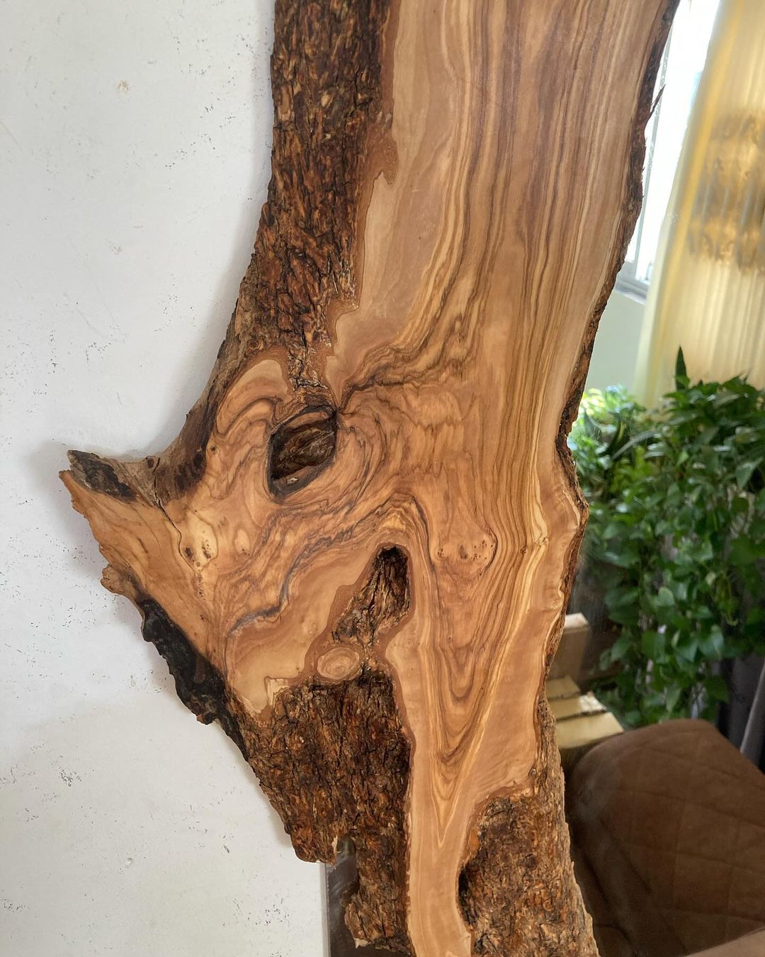 A beautifully crafted live edge wooden slab