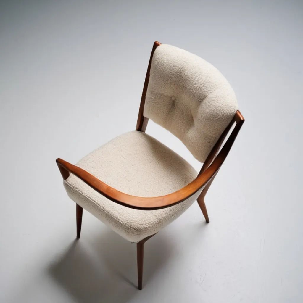 Mid-century modern-style chair with textured upholstery