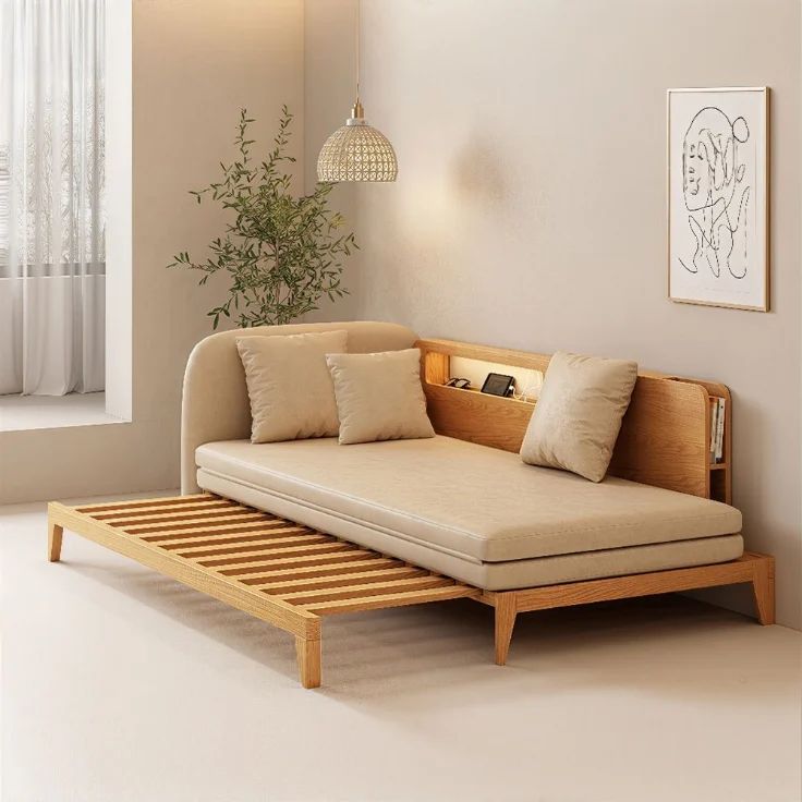 Minimalist Wooden Daybed in a Stylish Interior