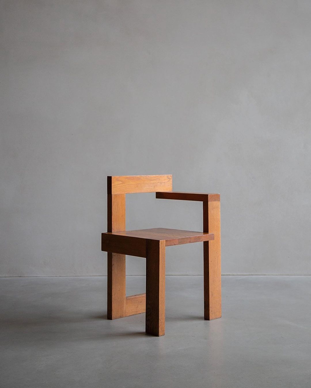 A creatively designed chair with overlapping geometric shapes