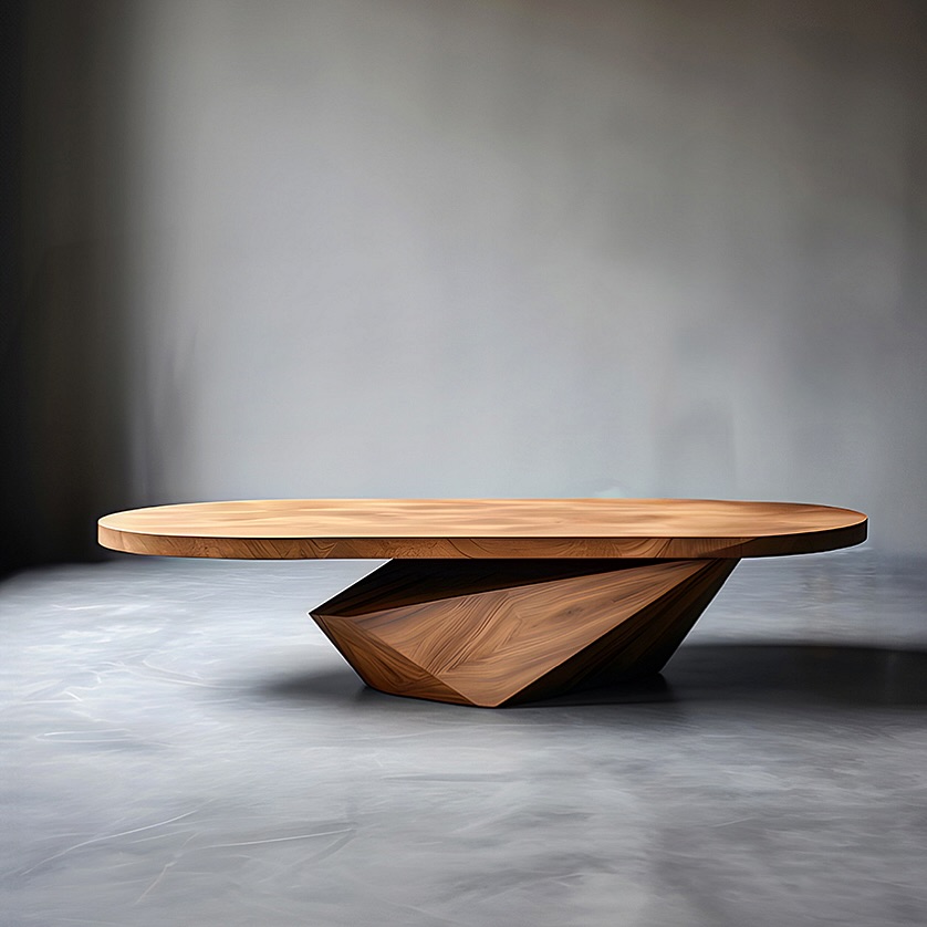 Unique Wooden Table Design with Angular Base