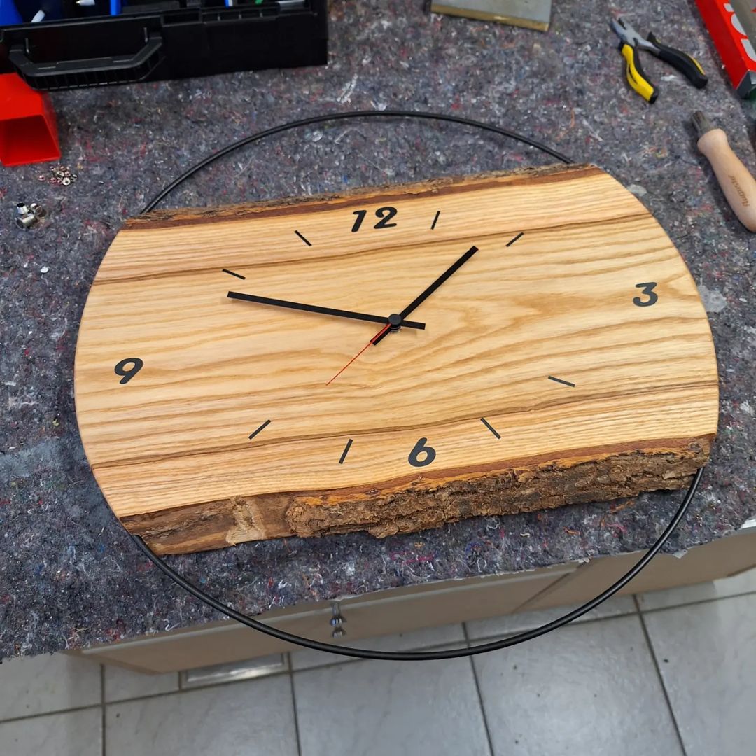 Handcrafted Wooden Clock with Live Edge