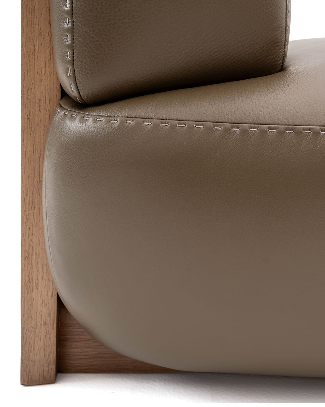 Close-up view of a modern leather sofa