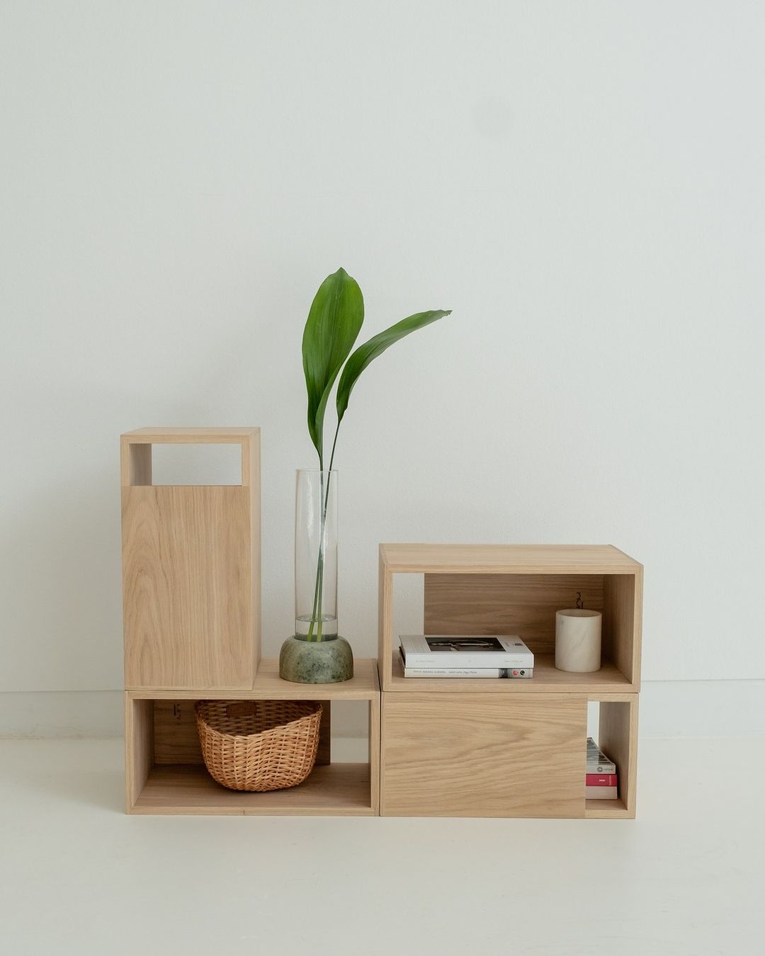 Modern minimalist shelf arrangement