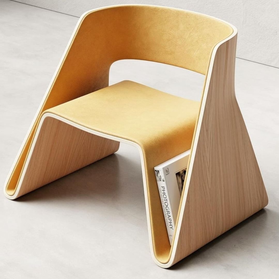 Modern multifunctional chair with built-in book storage