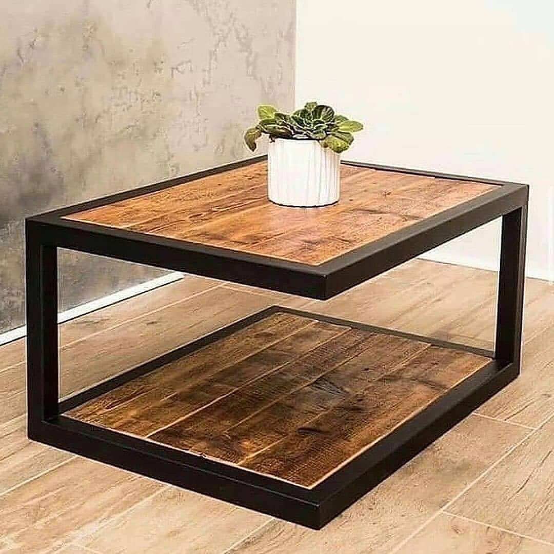 Modern Coffee Table with Wooden Surfaces