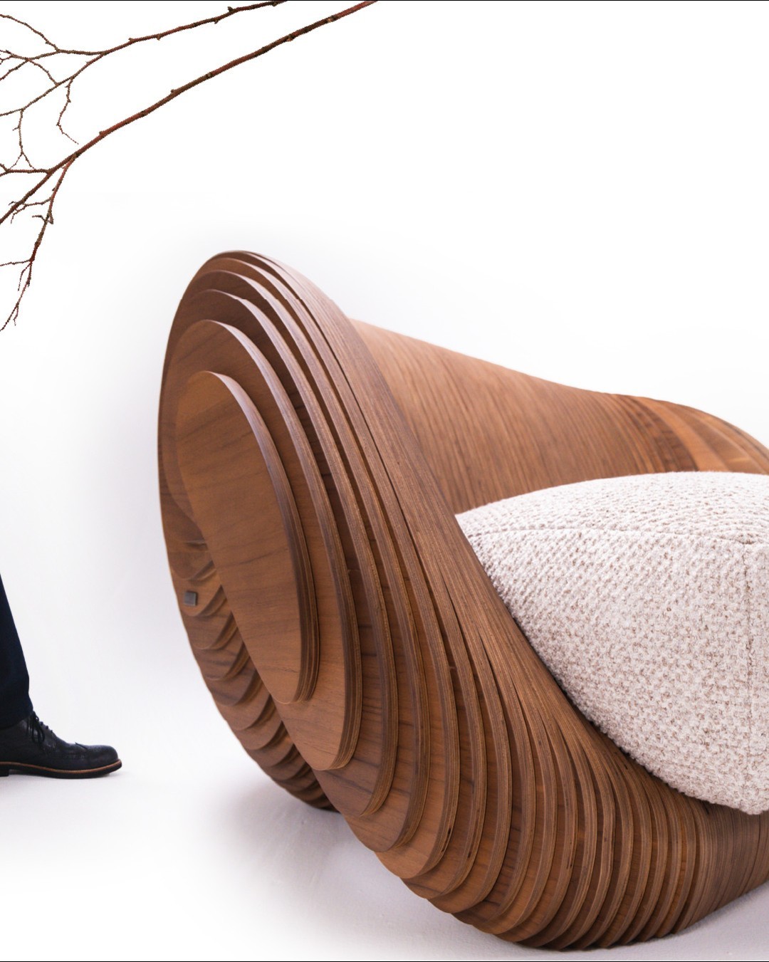 A modern and innovative wooden chair with layered design