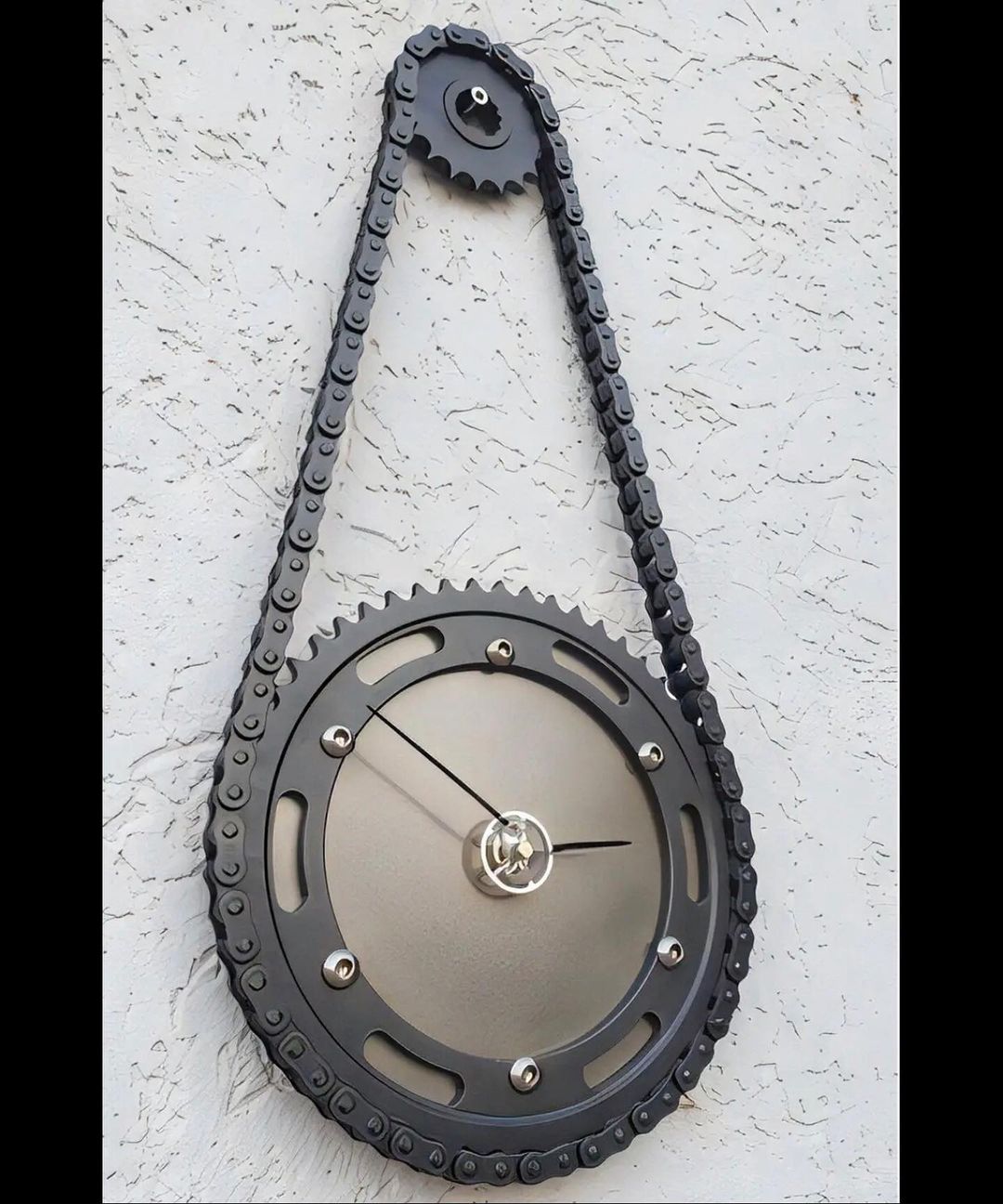 A creative clock made from motorcycle parts