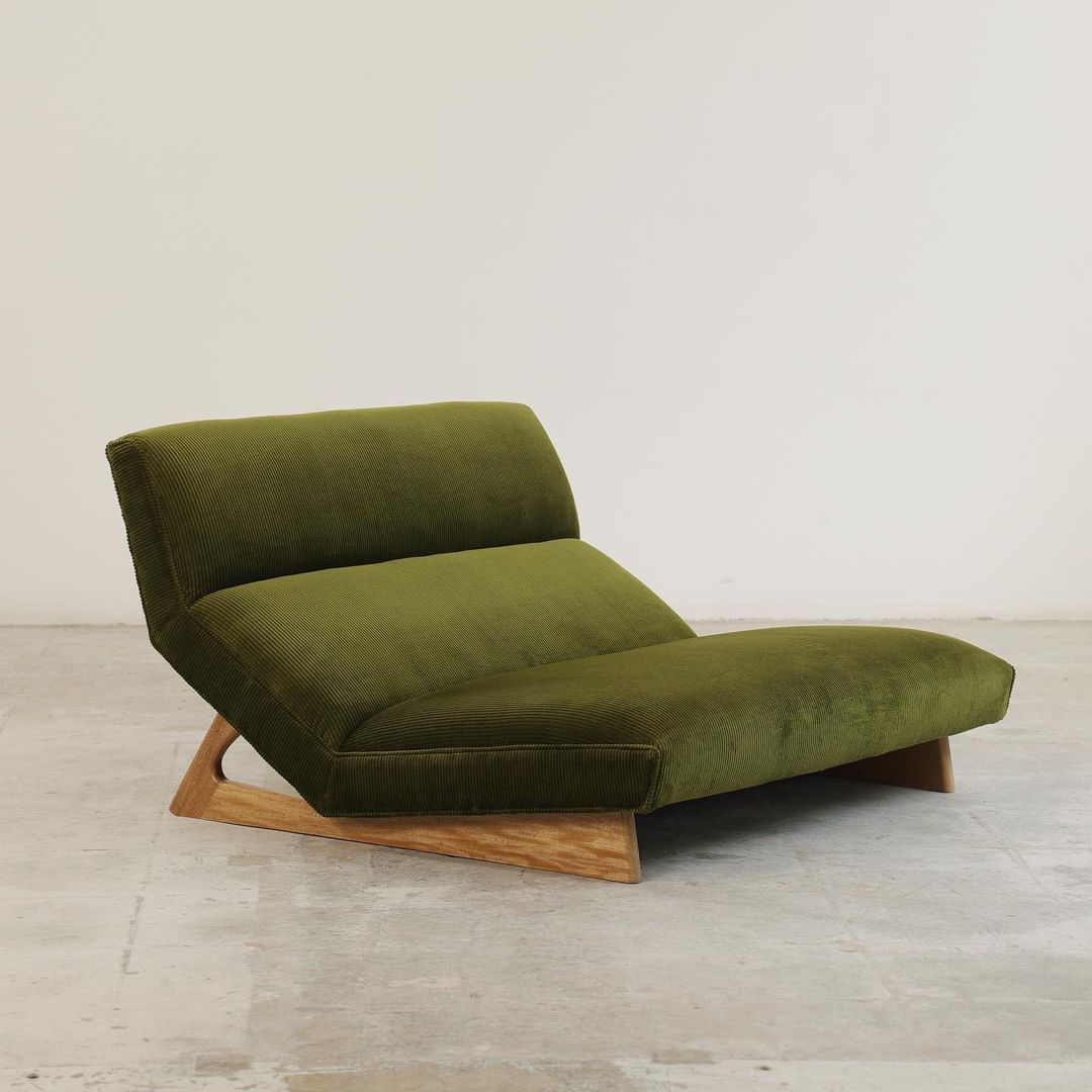 Olive Green Corduroy Lounge Chair