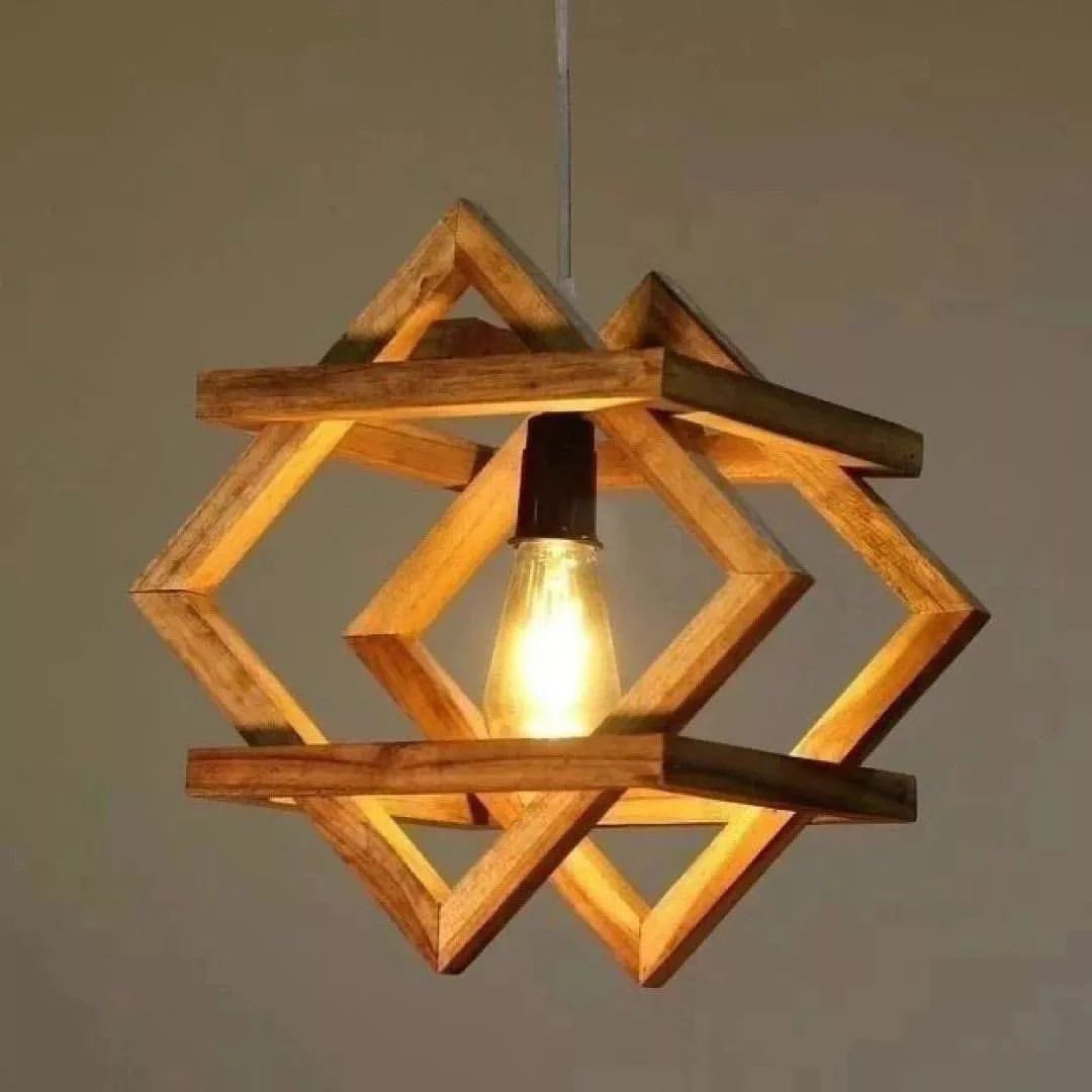 Unique geometric wooden pendant light