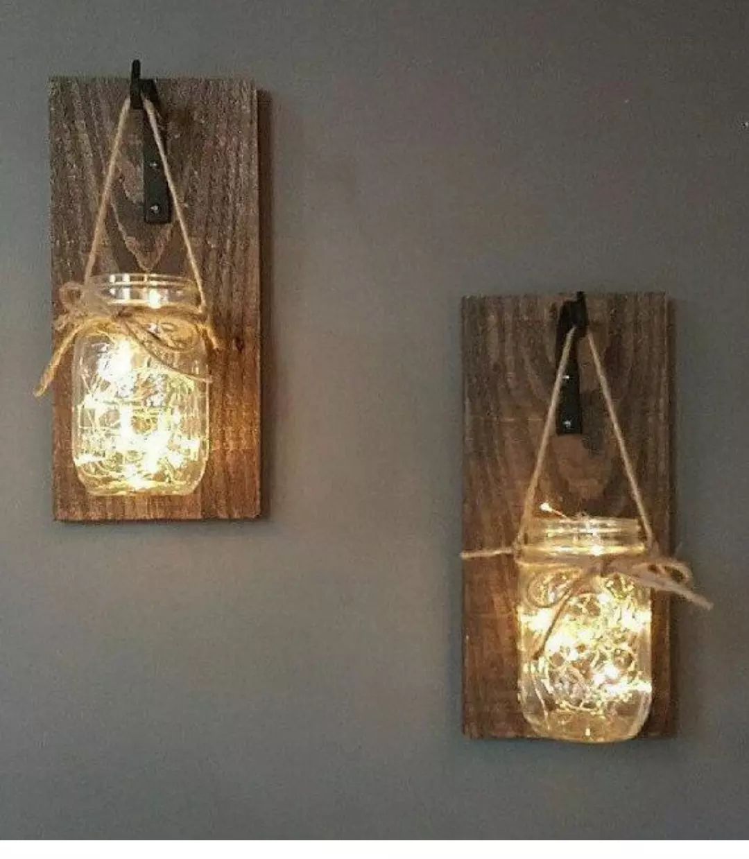 Rustic wall-mounted mason jar lights