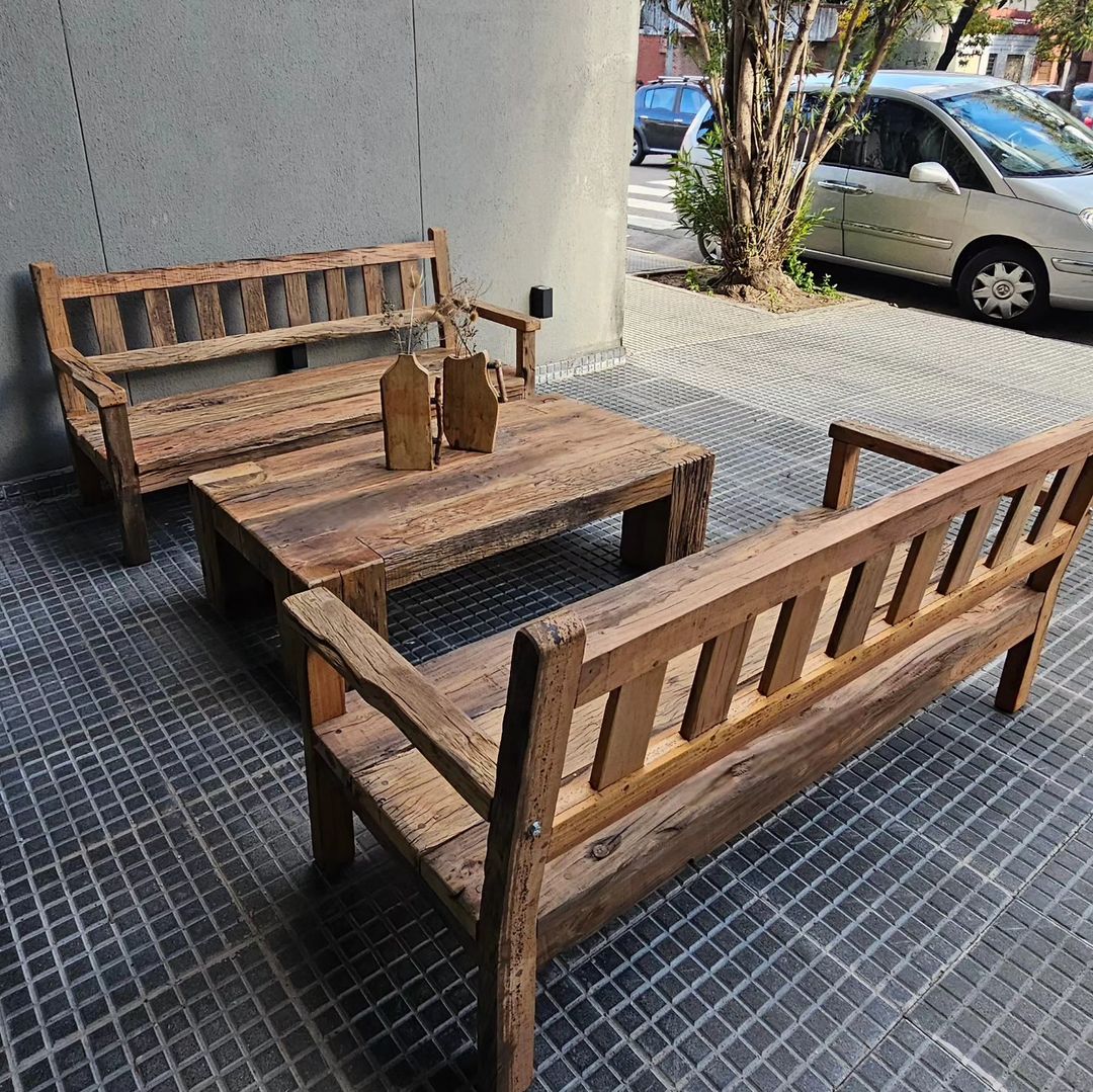 Rustic outdoor wooden furniture