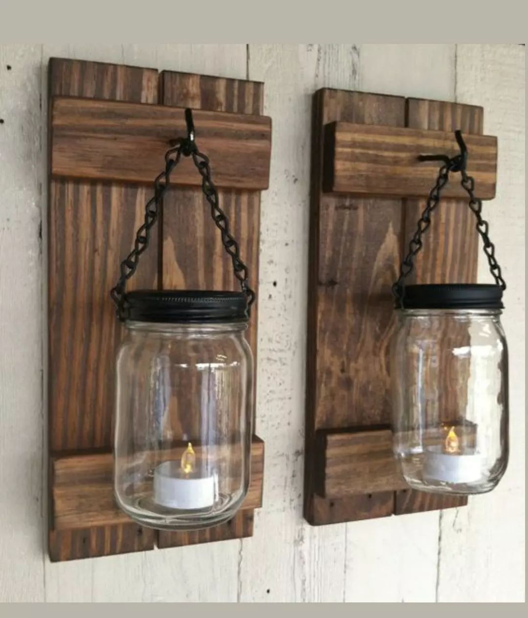 Rustic Wall-Mounted Mason Jar Sconces