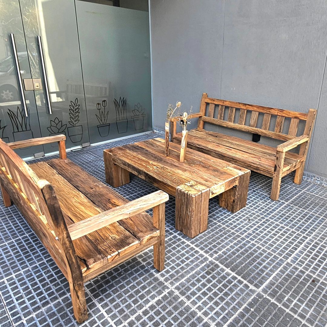 Rustic wooden outdoor furniture set