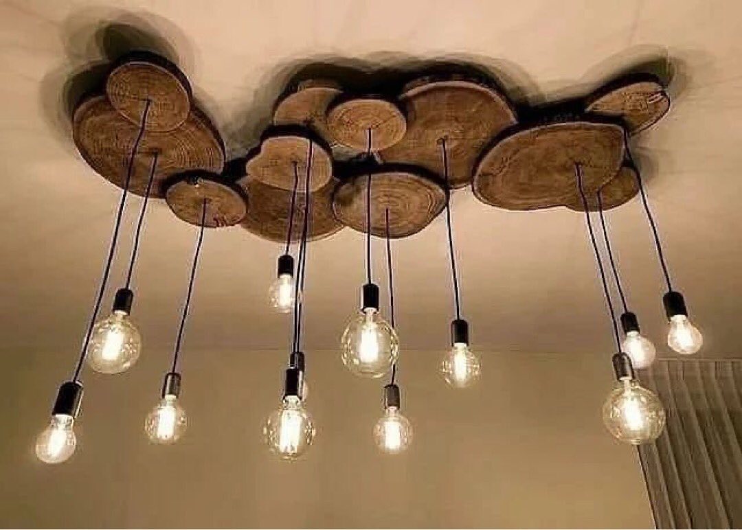 Unique Wooden Log and Pendant Light Fixture