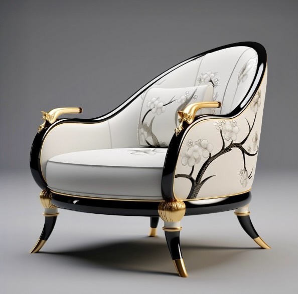 Luxurious Chaise Lounge with Golden Accents