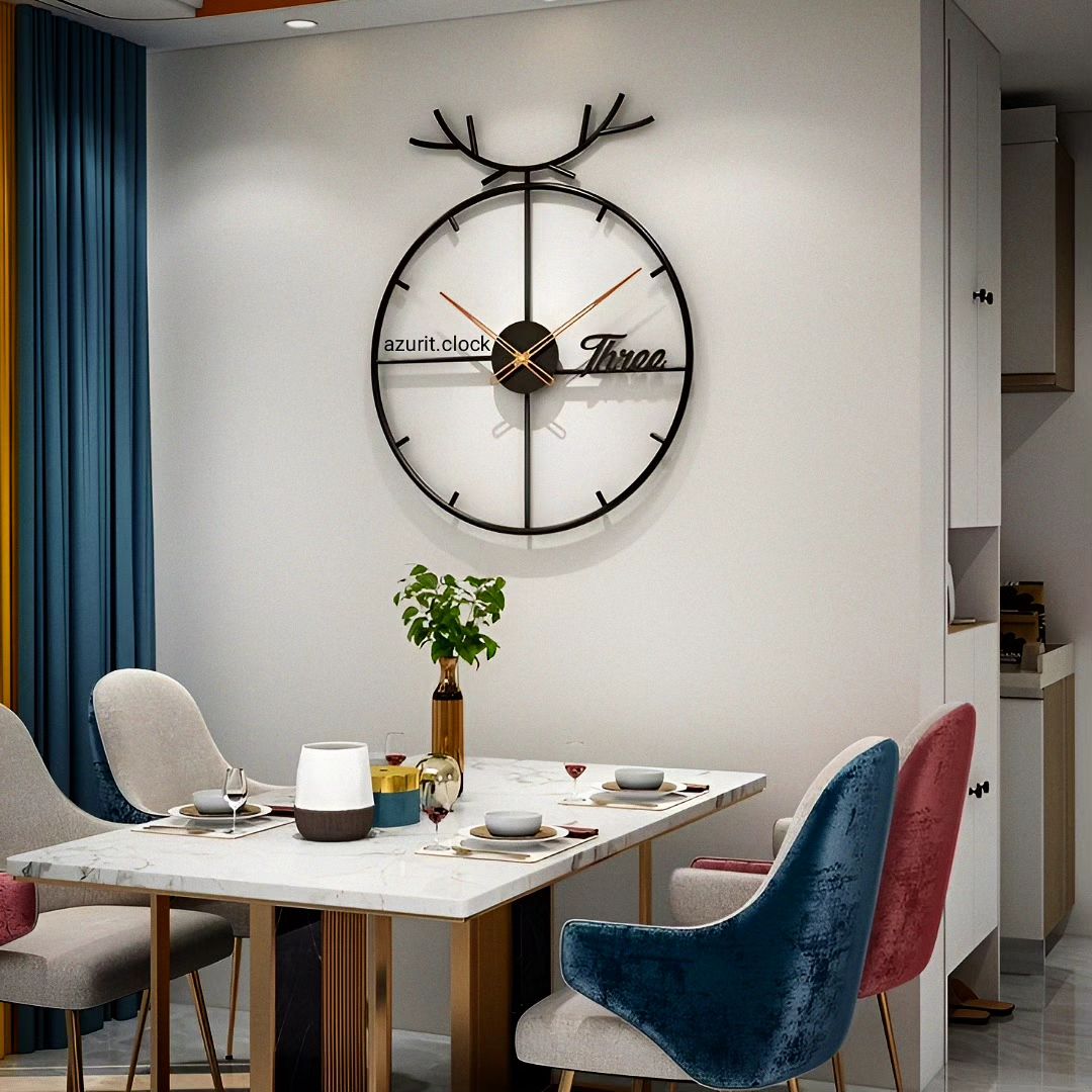 Modern wall clock in a stylish dining room