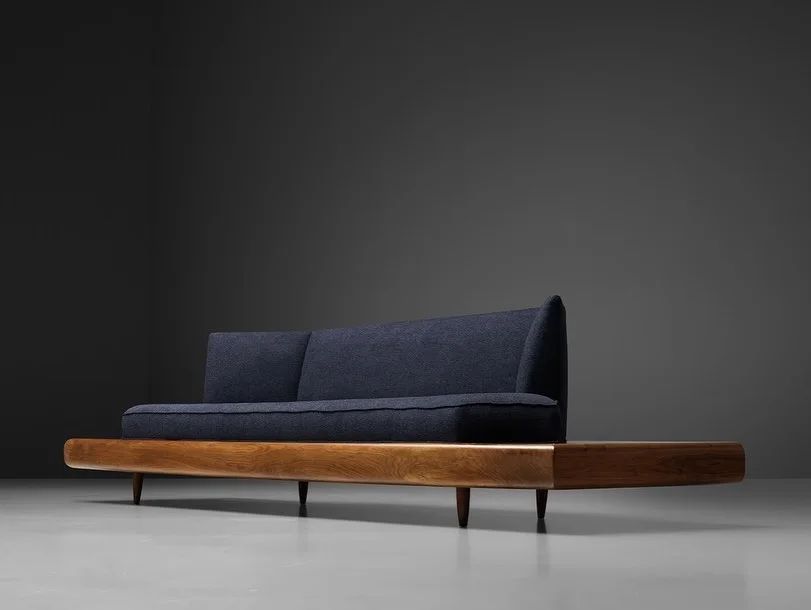 Modern wooden and fabric sofa