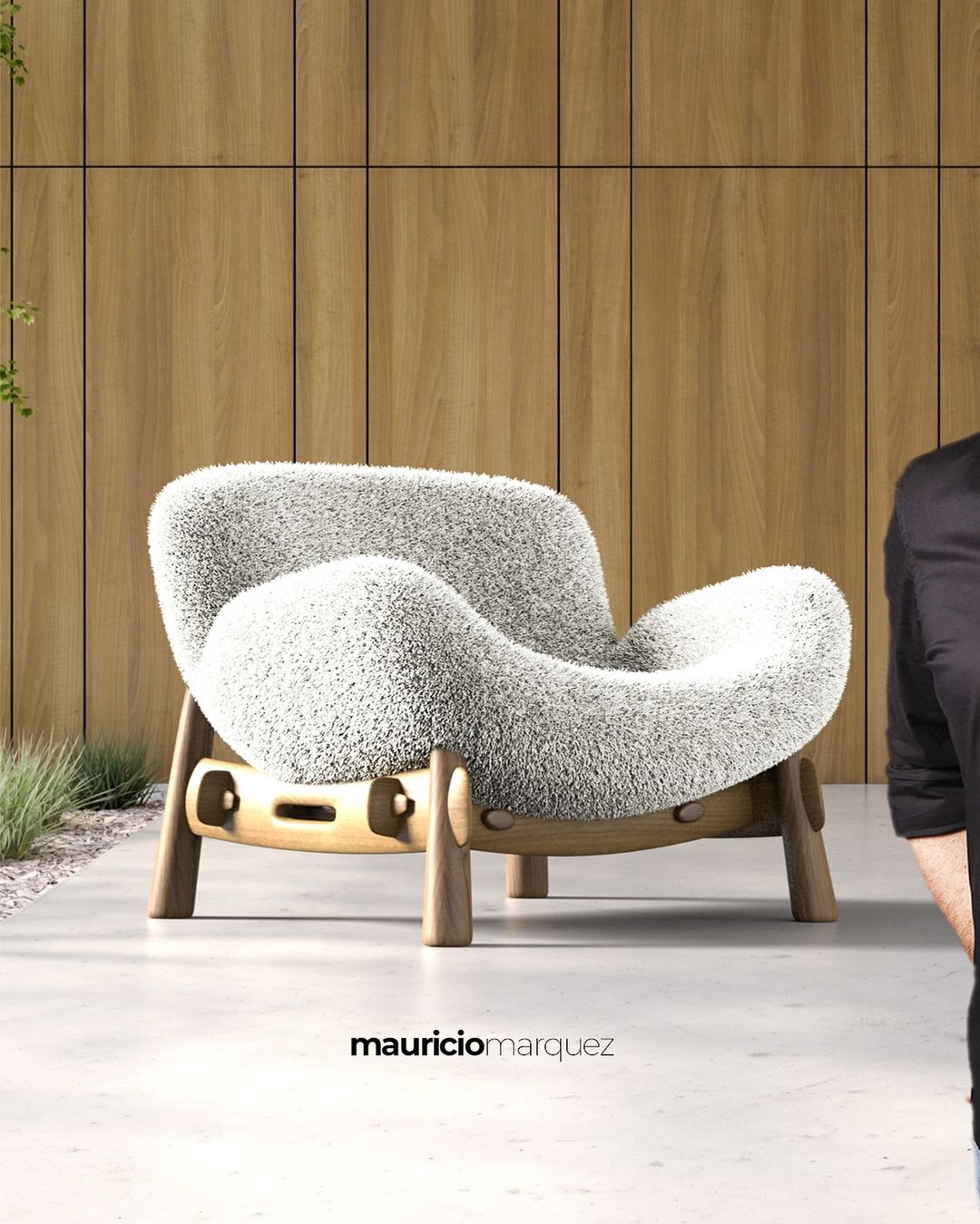 Stylish contemporary chair with a plush, curly texture