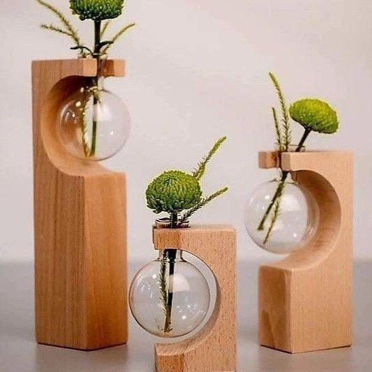 Unique Wooden Vase Set