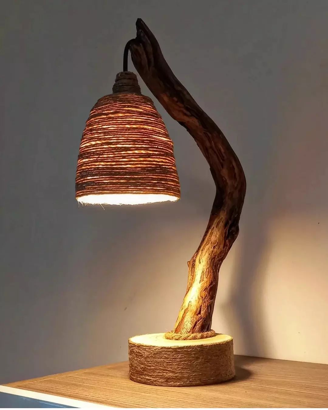 A rustic and inventive table lamp