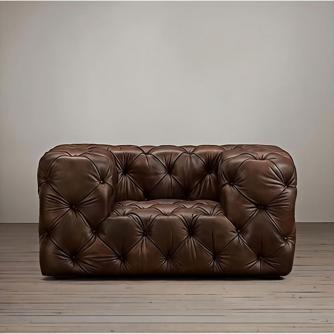 Classic tufted leather sofa