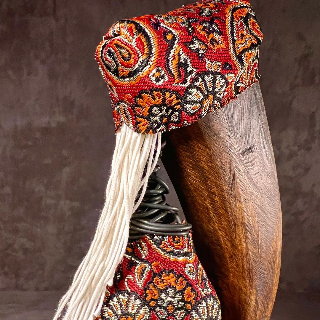 Traditional headwear with intricate patterns