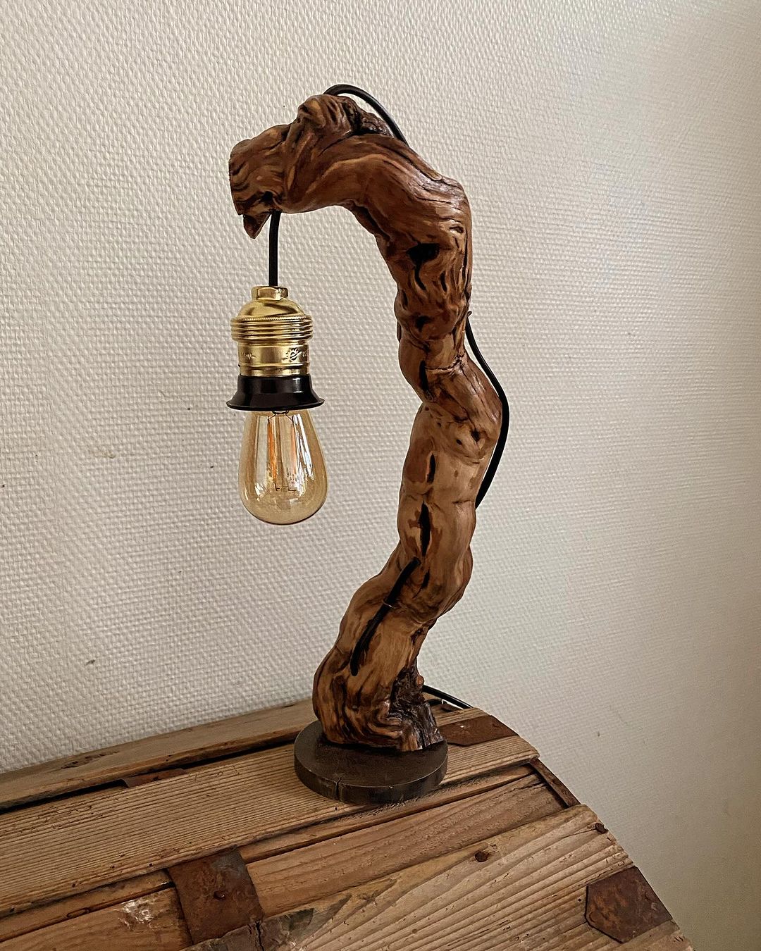 Unique Twisted Wood Lamp