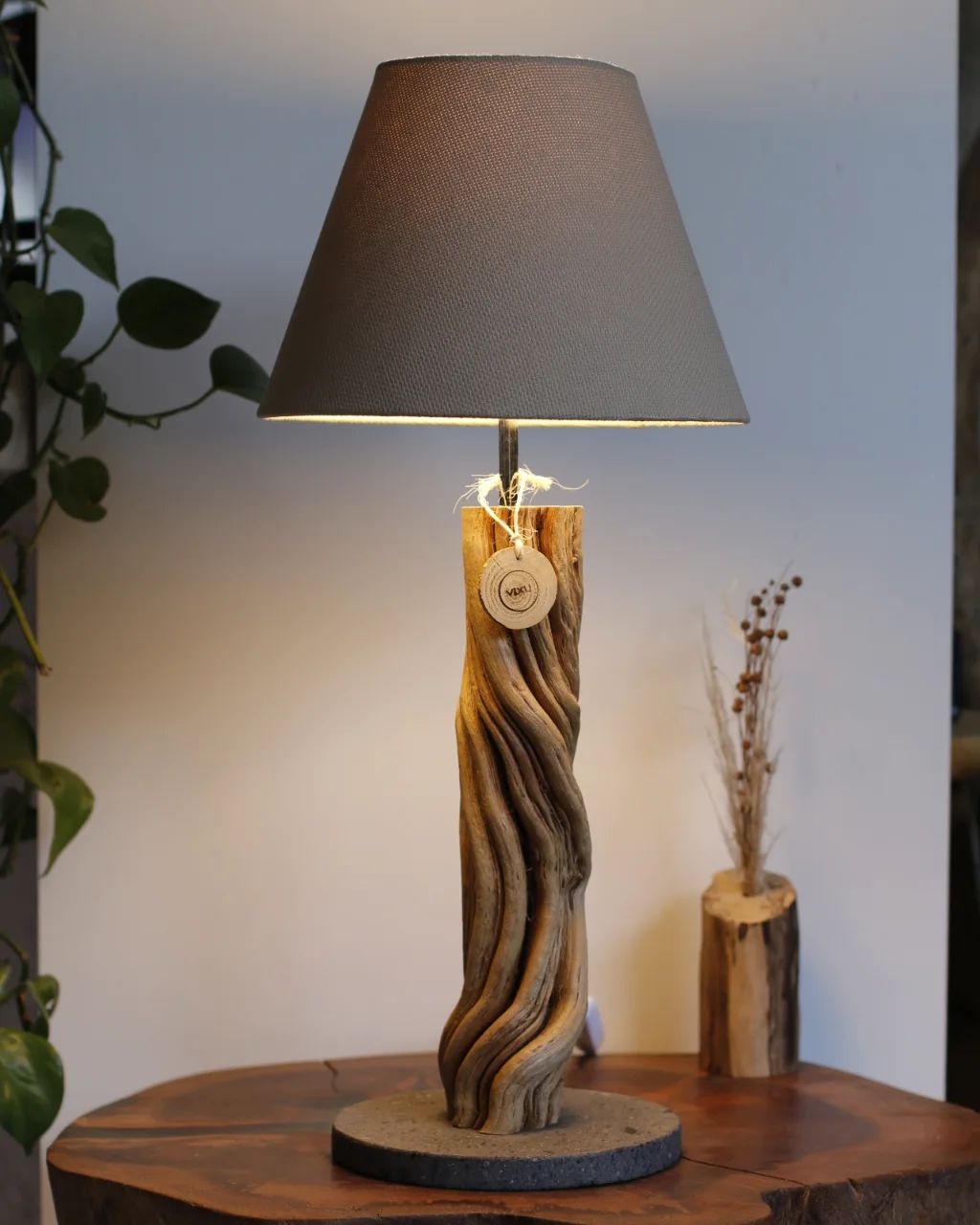 Twisted Wood Table Lamp