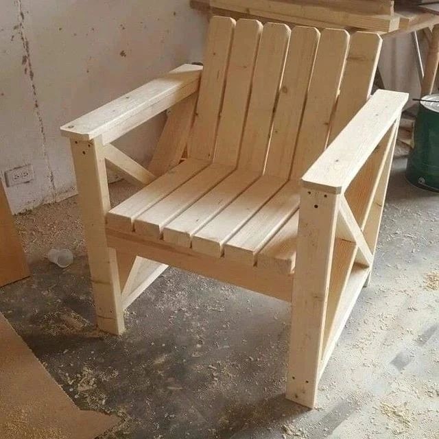 A uniquely designed wooden chair with a twist in its construction